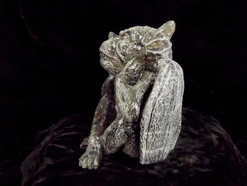 Gargoyle Statue Small Pondering Ornamental Statuary Mini Etsy