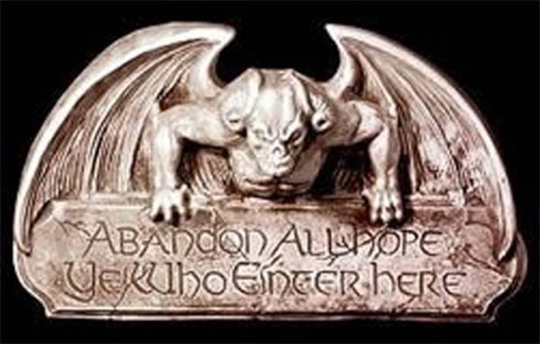 Gothic Abandon All Hope Gargoyle Sign Halloween Prop Black Creepy