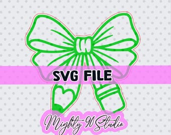 Matita e fiocco SVG / Design vettoriale tagliato al laser