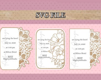Floral Wedding Invitation SVG Bundle | Laser Cut Card Templates