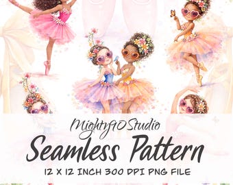 Pink Watercolor Ballet Dancers Seamless Pattern (Digital Download)