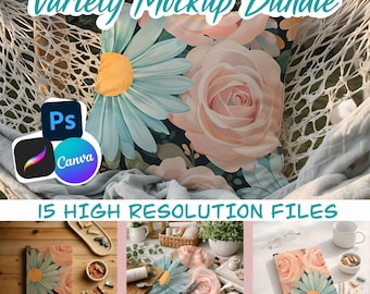 Mockup Bundle | 15 Seamless Pattern Mockups Digital Download | (Procreate, Canva, Photoshop)