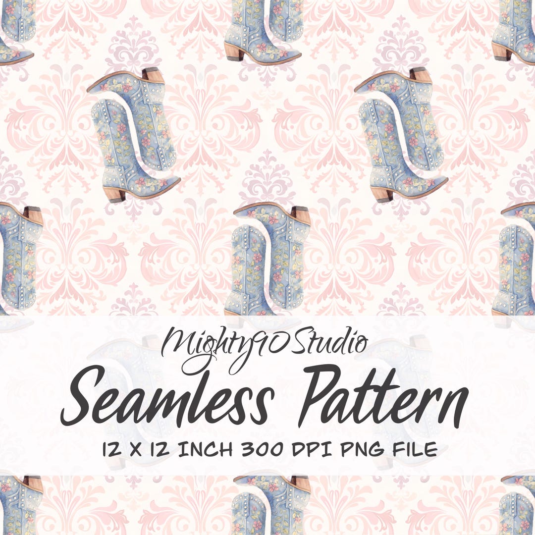 Floral Cowboy Boots Seamless Pattern (digital Paper) - Etsy