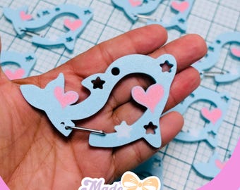 3D Printed Dolphin Carabiner: Kawaii Ocean Keychain, PLA Bag Charm