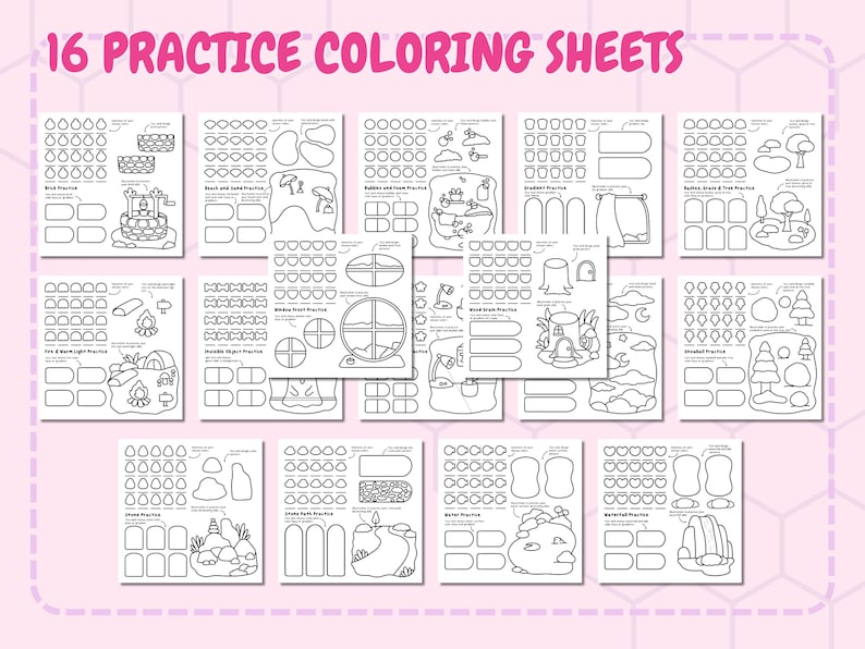 Coloring Practice Bundle 90+ Sheets for Alcohol Markers (PDF) - Etsy