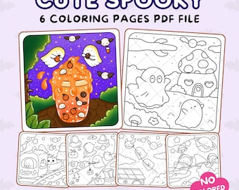 Spooky Halloween Coloring Pages: Ghosts & Friends (PDF Download)