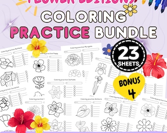 Flower Coloring Practice Sheets Blending and Texture PDF Pattern