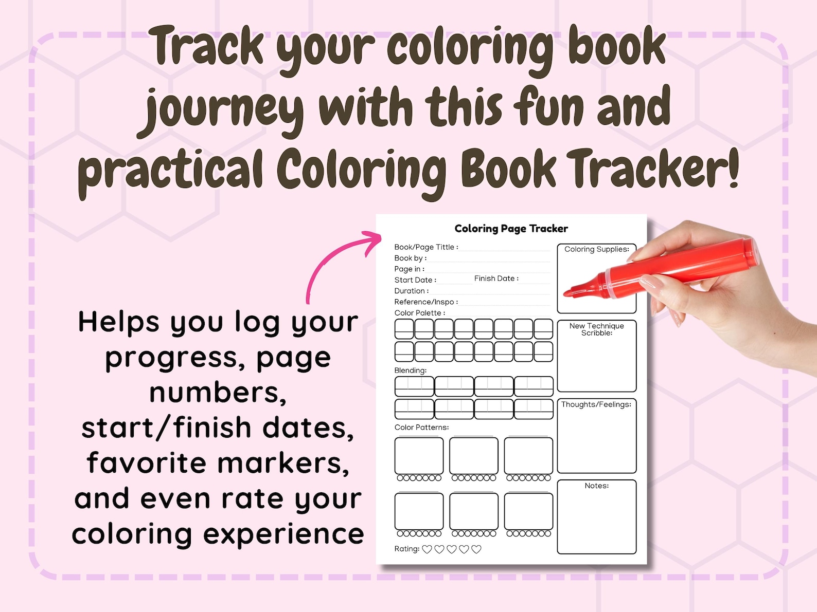 Coloring Book Tracker Printable Coloring Progress Log PDF Download - Etsy