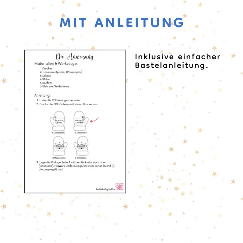 Weihnachten Schüttelkarten, Verpackung für Geld Gutscheine, Download Bastelvorlagen, Konfettitüten, Wunscherfüller Last Minute Karte, Last Minute Weihnachtskarte zum Ausdrucken als Schüttelkarte für Geld oder Gutscheine image 13