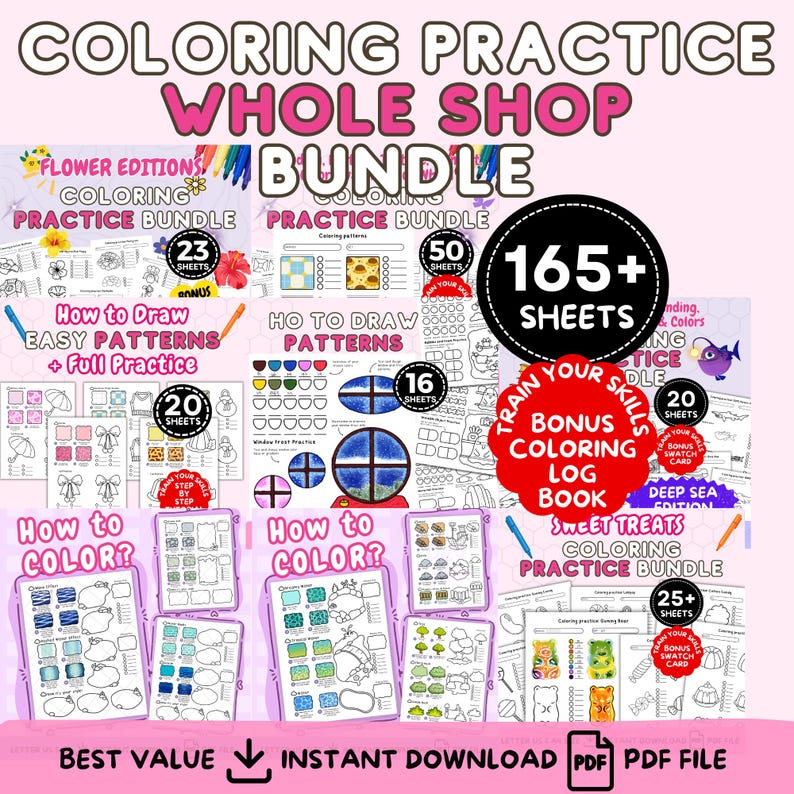 Color Swatch Template, Coloring Practice on Etsy, How to Color, Extreme Coloring, How to Color Pdf, Coloring Worksheets, Coloring Practice Forest, Learn to Color for Adults, Practice How to Draw Patterns, Practice Colouring Book, Guided Practice Coloring, Color Practice Shadows, Coloring Guide Template, How to Color Book, Coloring Practice Template, Coloring Techniques With Instructions, Practice Colouring Book, Learn to Color for Adults, Colorist Worksheets, Pattern Page for Markers image 1