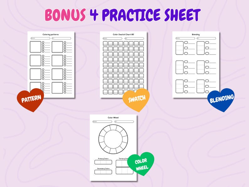 Flower Coloring Practice Sheets Blending and Texture PDF Pattern - Etsy