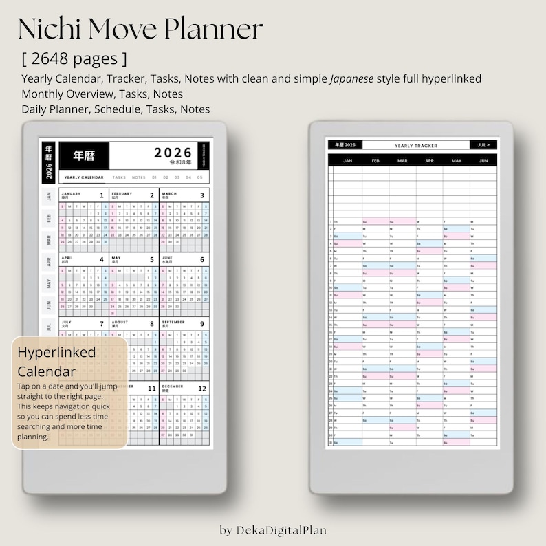 2026 Daily Planner for Remarkable Paper Pro Move (hyperlinked PDF) - Etsy
