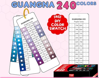 GuangNa 240 Acrylic Marker Swatch Card Template, Printable Blank Color Chromatic Chart (PDF Download)