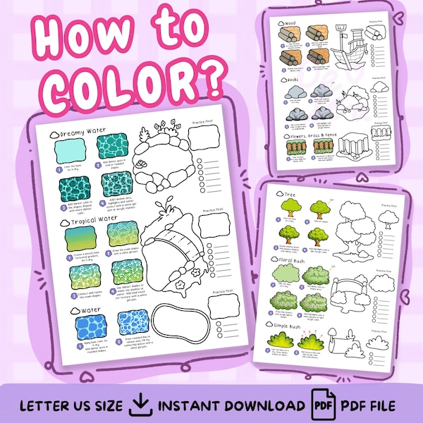 How to Color Patterns Coloring Practice Techniques Page Step by Step Alcohol Markers Sheet Printable PDF for Fun Relaxing Activity Part 1