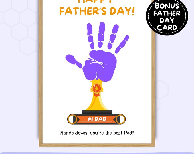 Father's Day Handprint Art | Best Dad Trophy | Gift for Daddy From Kids ...