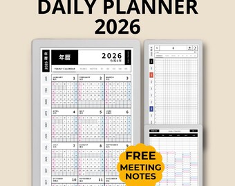 2026 Daily Planner for reMarkable Paper Pro Move (Hyperlinked PDF)