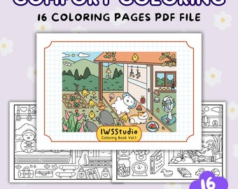 Fall Hygge Coloring Pages, Adult Comfort Ebook (PDF)