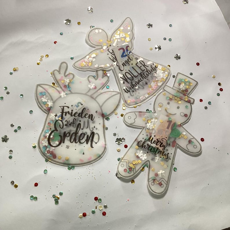 Weihnachten Schüttelkarten, Verpackung für Geld Gutscheine, Download Bastelvorlagen, Konfettitüten, Wunscherfüller Last Minute Karte, DIY Geldgeschenk Weihnachten als Schüttelkarte mit kreativen Motiven und Gutscheinfach image 12