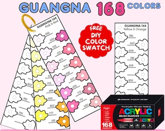 GuangNa 168 Acrylic Marker Swatch Card Template | Printable Blank Color Chart Chromatic (PDF Download)