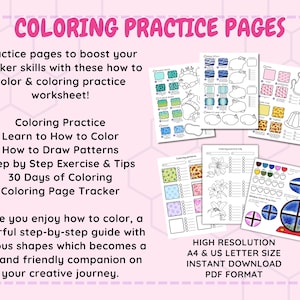 Color Swatch Template, Coloring Practice on Etsy, How to Color, Extreme Coloring, How to Color Pdf, Coloring Worksheets, Coloring Practice Forest, Learn to Color for Adults, Practice How to Draw Patterns, Practice Colouring Book, Guided Practice Coloring, Color Practice Shadows, Coloring Guide Template, How to Color Book, Coloring Practice Template, Coloring Techniques With Instructions, Practice Colouring Book, Learn to Color for Adults, Colorist Worksheets, Pattern Page for Markers image 4