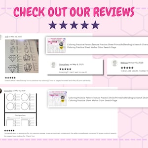 Coloring Practice Sheets Blending Texture Swatch Charts PDF Pattern - Etsy