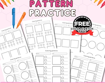 Hojas de práctica para colorear patrones: texturas y gráficos de muestras (PDF)