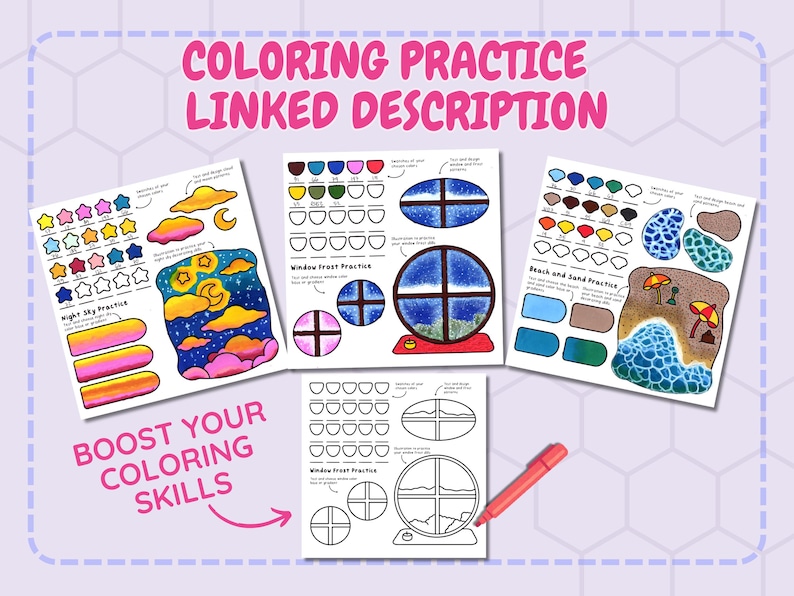 Flower Coloring Practice Sheets Blending and Texture PDF Pattern - Etsy