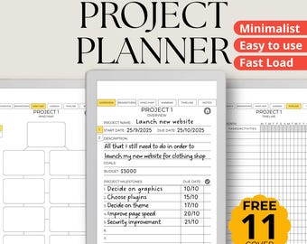 Project Planner for reMarkable MOVE Kanban Board Timeline Template Digital Project Management Notebook PDF