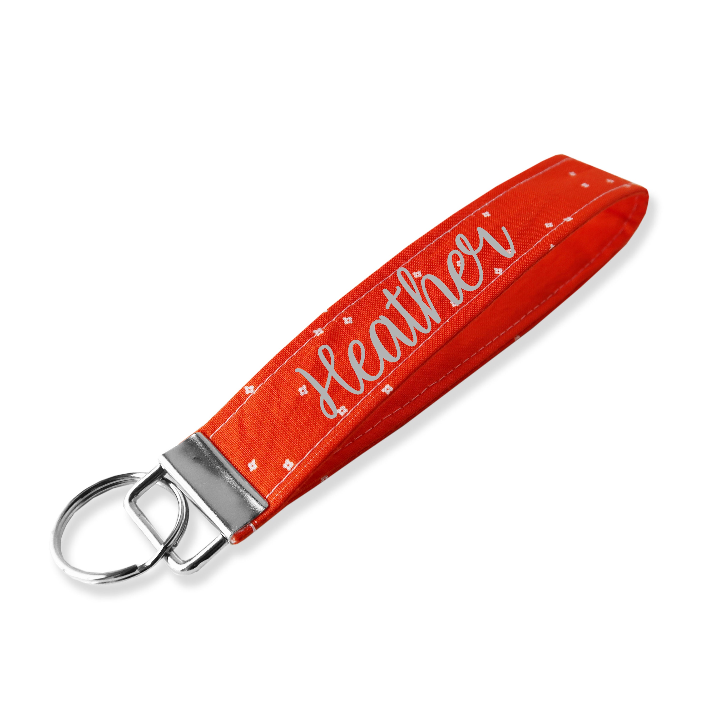 Orange Fabric Keychain Personalized Key Fob for Women Etsy