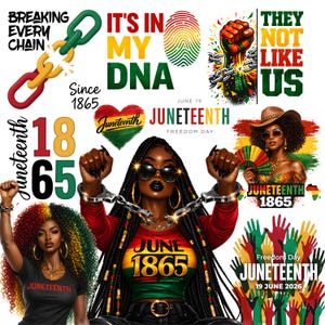 Juneteenth PNG Bundle | Black History Freedom PNG, African American Woman Clipart, HTV Juneteenth Shirt Sublimation