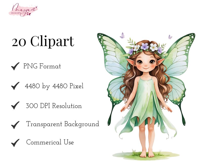 Watercolor Fairy Clipart Bundle: Magical Garden PNG Images (digital ...