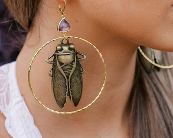 Cicada Earrings - Egyptian Costume - Witchy Earrings - Bug Earrings