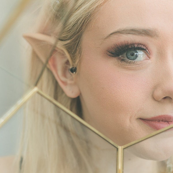 Latex Elf Ears with Gold Cuff - Elf Ear with Ear Cuff - Elf Cosplay - Fairy Costume - Elven Ear LARP