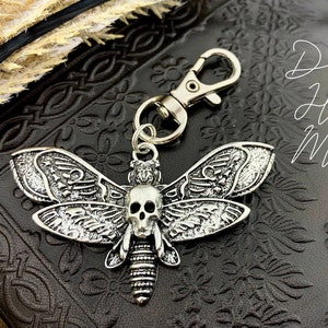 Witchy Keychain - Halloween Gifts - Death Head Luna Moth - Gothic Keychain