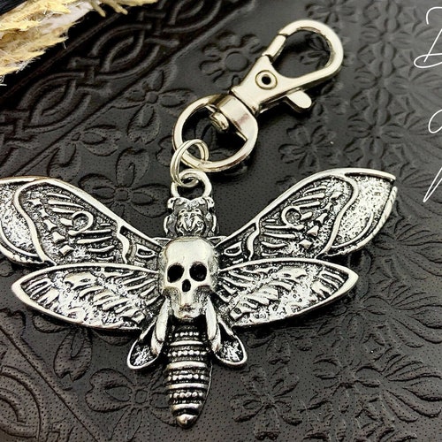 Moth Keychain Gothic Keychain Death Head Luna Moth Creepy Keychain ...
