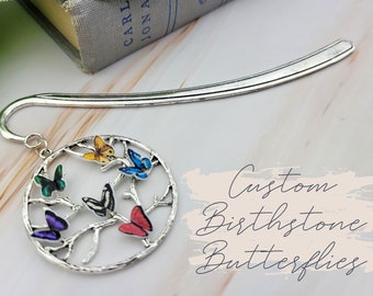 Personalized Birthstone Butterfly Bookmark - Metal Bookmark - Custom Mom Grandma Butterfly Gift - Handmade Bookmark