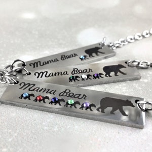 Mama Bear Gift For Mom - Personalized Gift - Custom Birthstone Jewelry