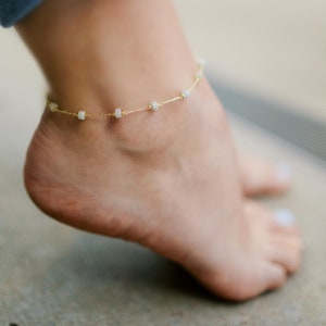 Gemstone Ankle Bracelet - Dainty Gold Anklet - Summer Jewelry - Boho Anklet