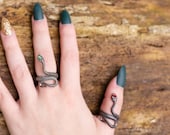 Black Birthstone Snake Ring - Goth Ring - Witchy Jewelry