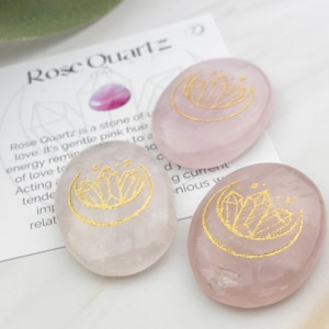 Rose Quartz Worry Stone - Pocket Palm Stone - Healing Crystals - Thumb Stress Stone