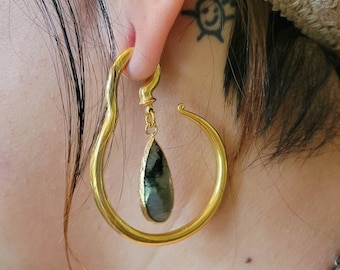 Labradorite Ear Weights - Labradorite Earrings - Ear Hanger - Stretched Ears