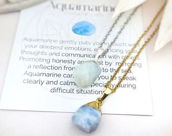 Aquamarine Necklace - Aquamarine Pendant - Natural Gemstone Necklace - Raw Gemstone Pendant Necklace