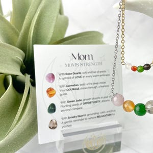 Muttertagsgeschenk für Mama Halskette - Kristallschmuck mit Bedeutungsvollem Gedicht und positiver Affirmationskarte