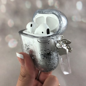 Glitter Airpods Case/Airpod Pro Case with Clear Quartz - Airpods Case Keychain - Cute Airpod Case - Crystal Airpod Case
