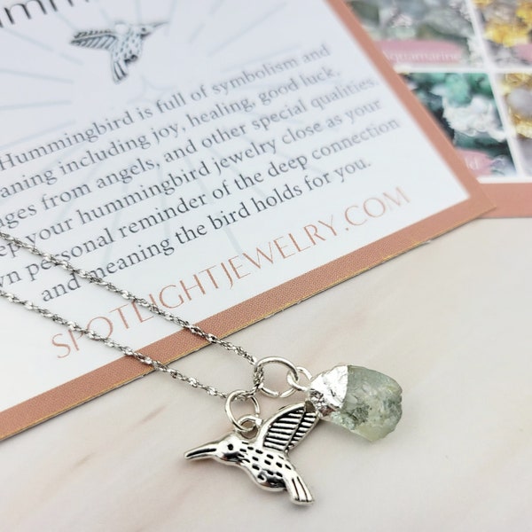 Sterling Silver Hummingbird Necklace - Hummingbird Jewelry - Bird Lover Gift