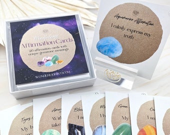 Gemstone Affirmation Card Set - Daily Positive Affirmations - Mindfulness Cards