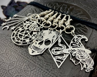 Witchy Keychain - Luna Moth Serpent  - Halloween Gifts - Goth Keychain