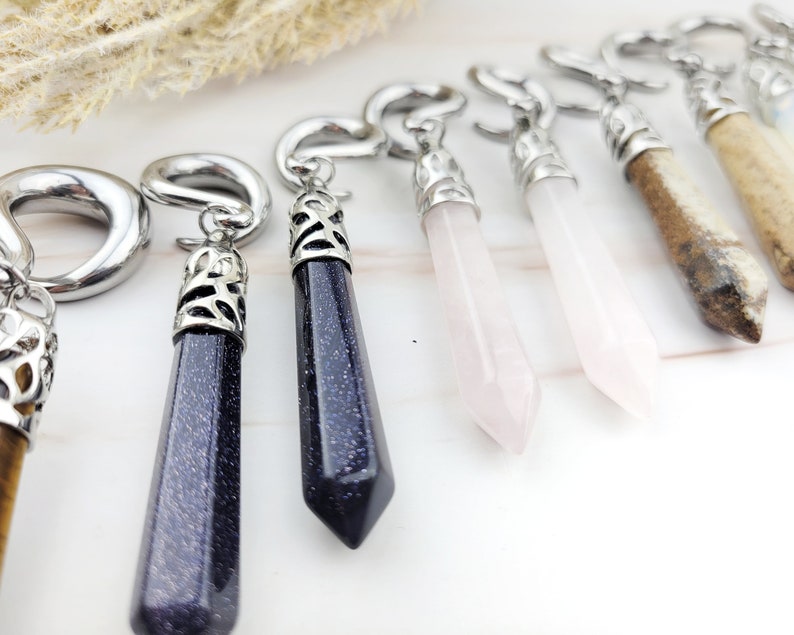 Gemstone Bullet Ear Weights Ear Stretchers Ear Tunnel 6G Etsy