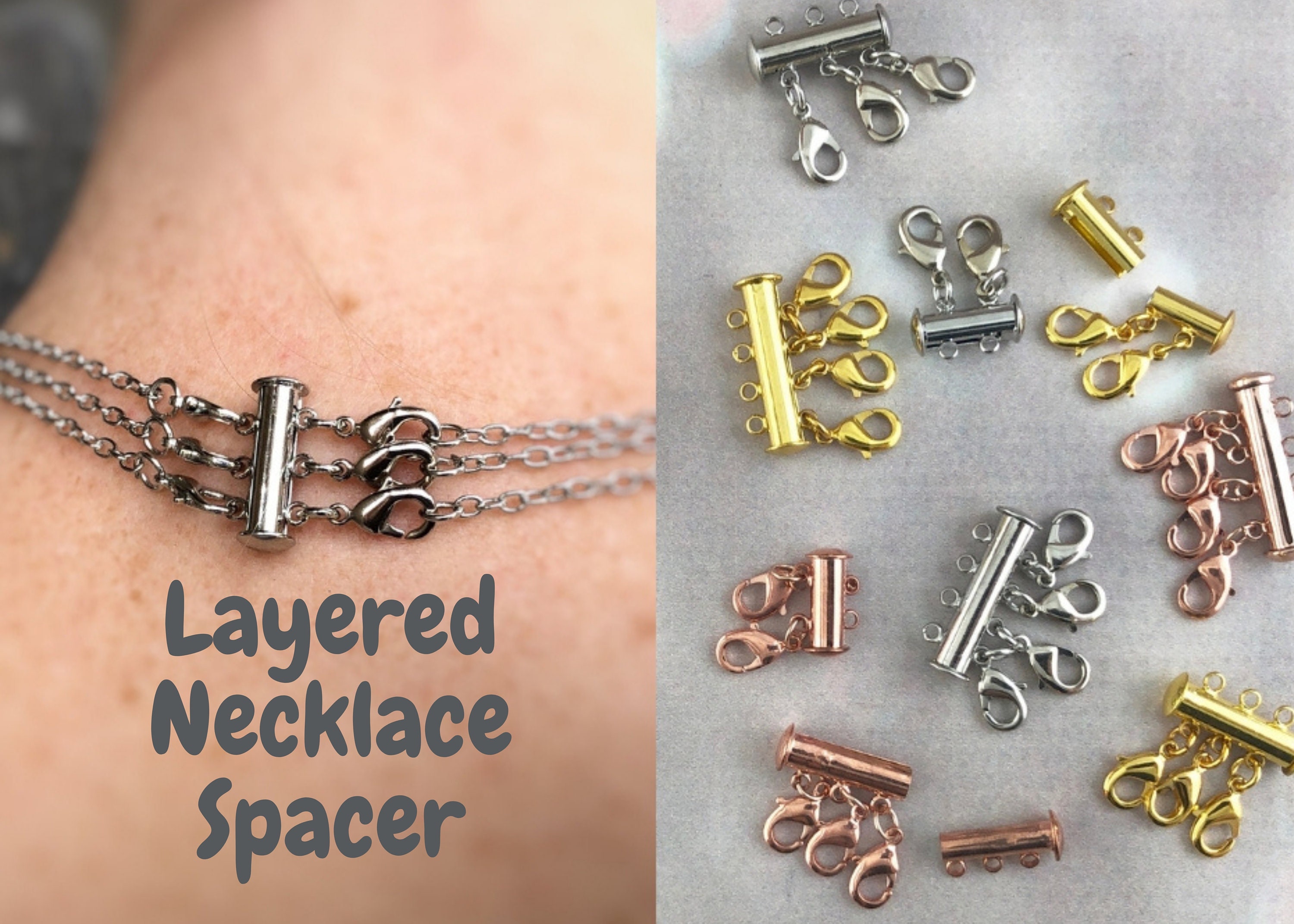 Layered Necklace Detangler - Layer Up to 2 Necklaces - Magnetic Closure  Clasp - Tangle Free Spacer - Stainless Steel