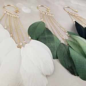 Feder Ohrmanschette - Hinter Ohr Manschette Kein Piercing - Gold Ohr Manschette - Ohr wickeln Feder Ohrringe